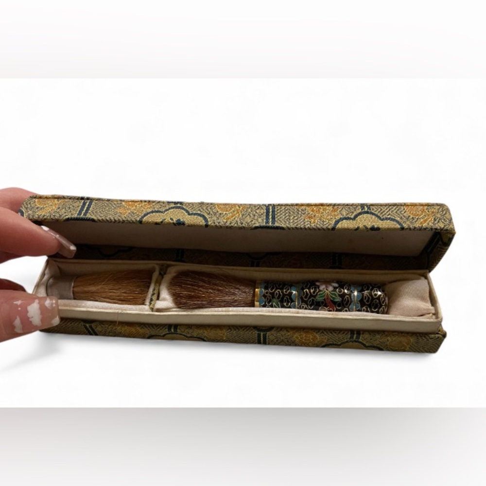 Asian Cloisonne Sable Brush & Brush Head Original Box #7888